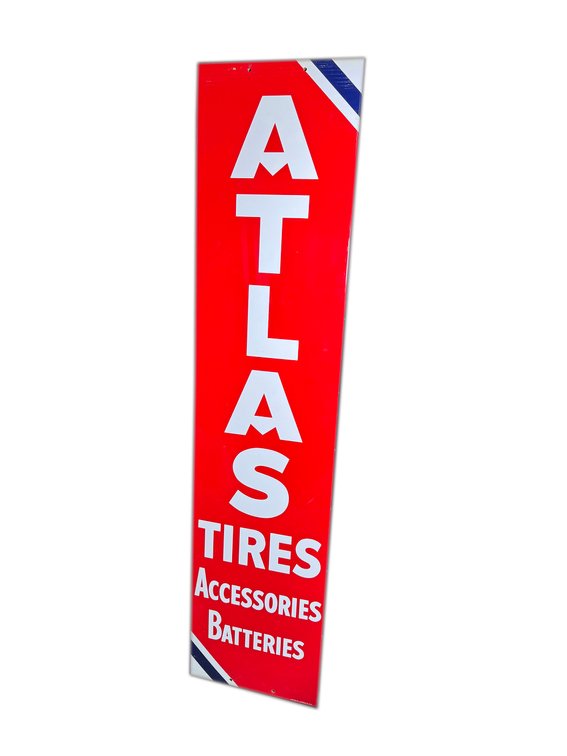 1961 Standard Atlas Tires single-sided tin sign.