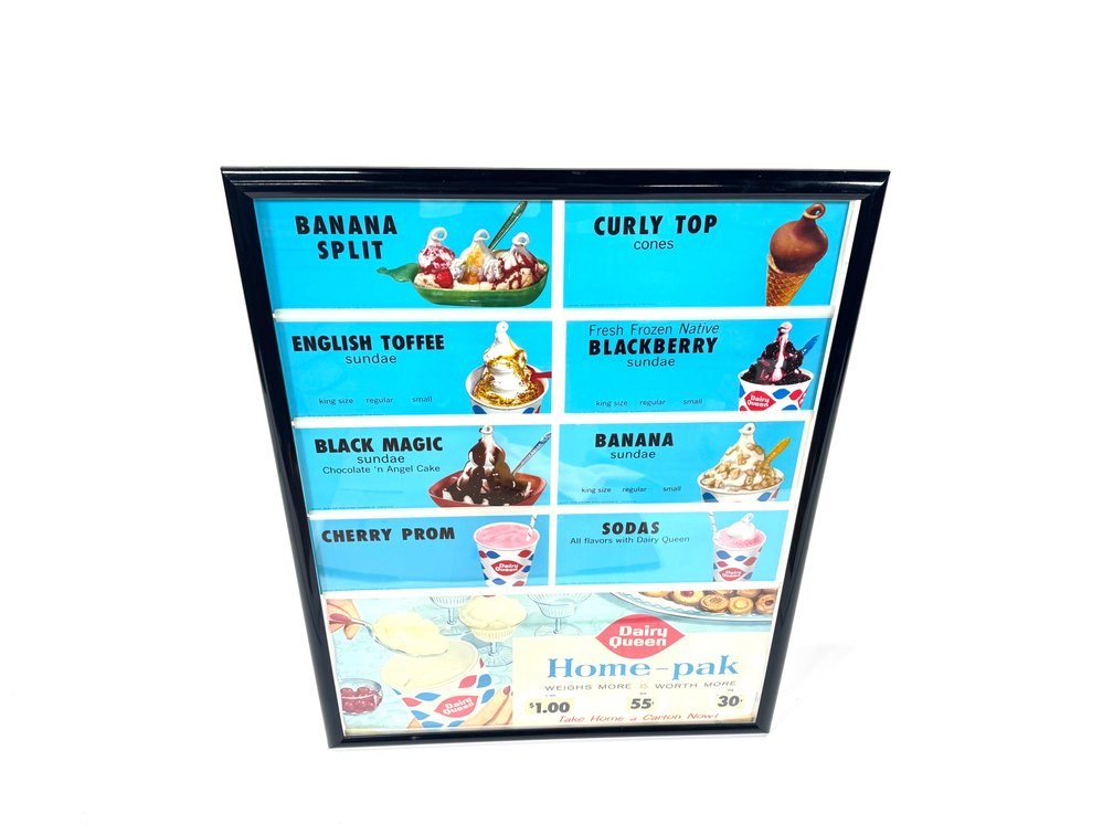 Uncommon 1959 Dairy Queen drive-in menu board sign.