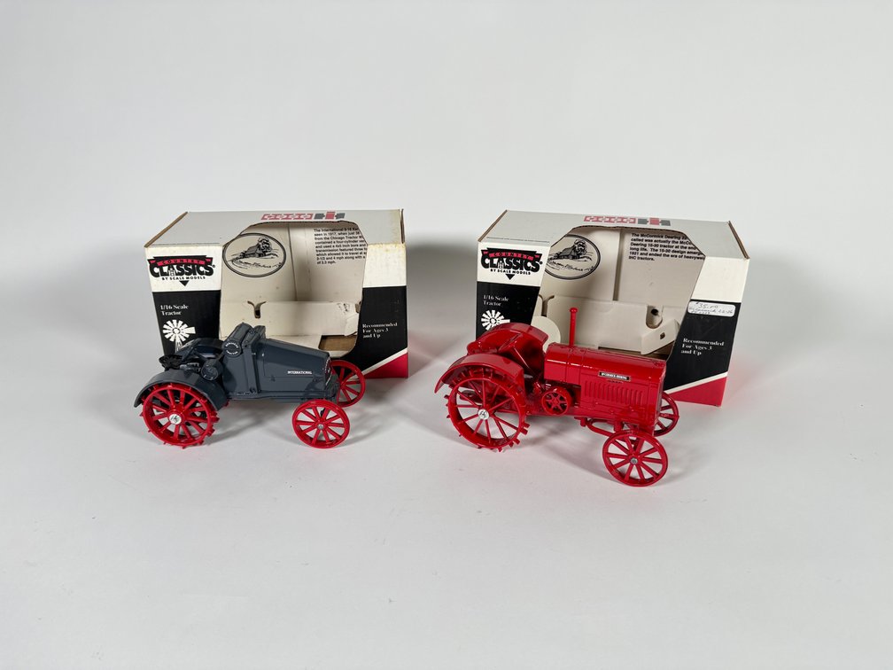 Lot of two Country Classics by scale tractor models, consisting of one international and one McCormick-Deering tractor.