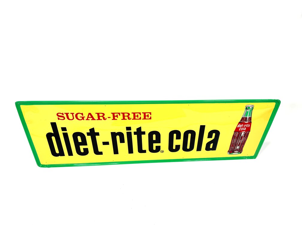 NOS 1958 Diet Rite Cola single sided tin soda sign.