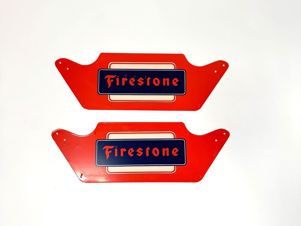 NOS 1940s – 50s Firestone Tires metal tire display stand.