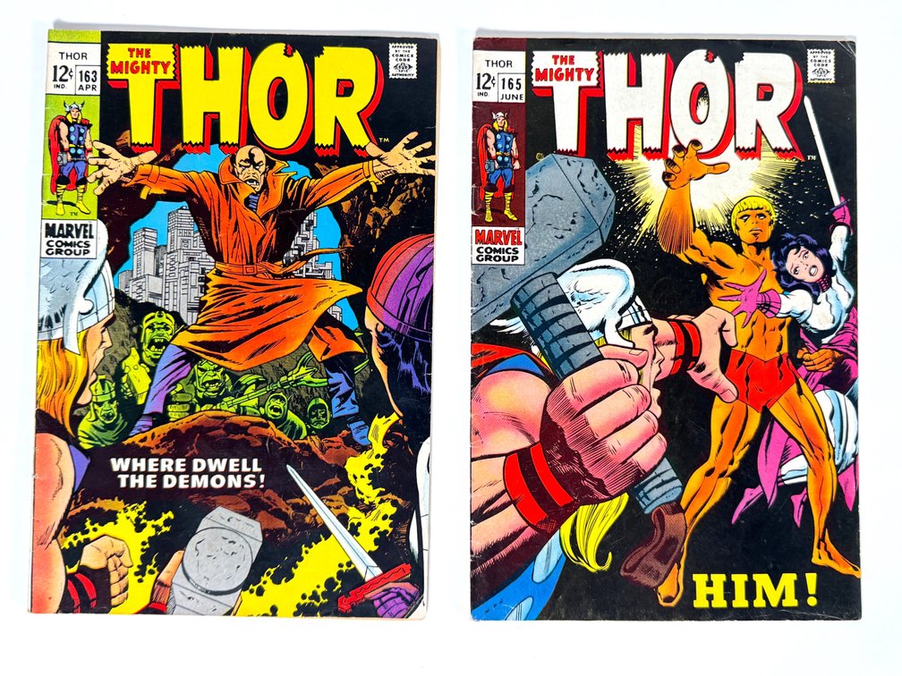 Lot of two 1969 The Mighty Thor comics by Marvel.