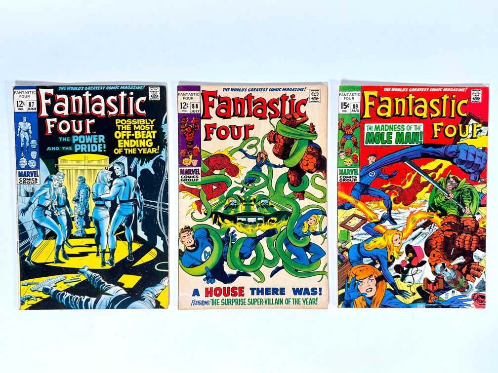 Lot of three 1969 Fantastic Four comics by Marvel.