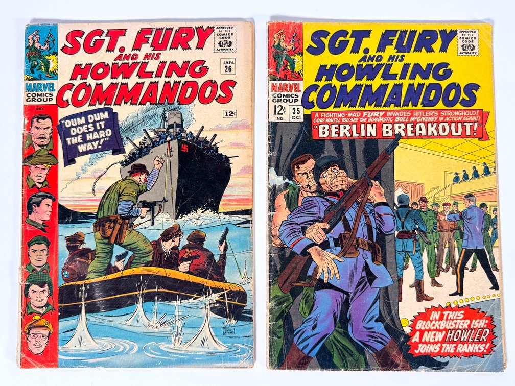 Lot of two 1966 Sgt. Fury and His Howling Commandos comics by Marvel.