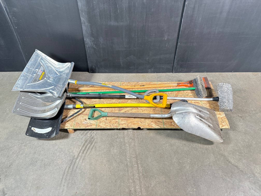 Lot of shovels and maintenance tools. 