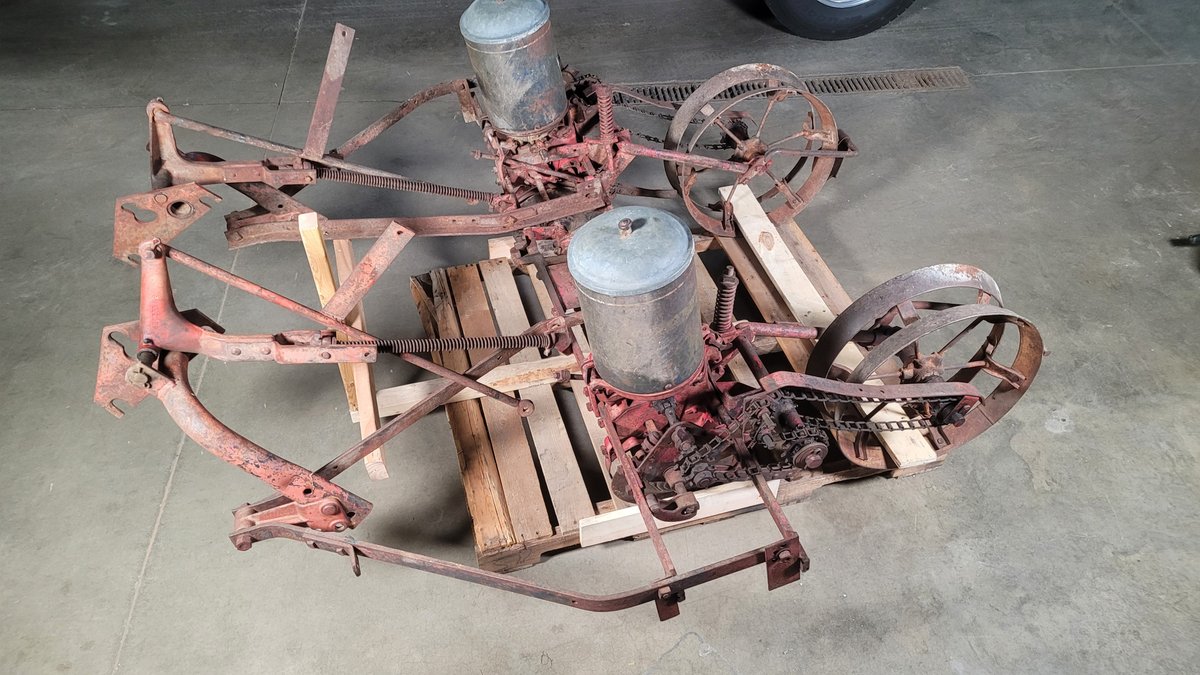 Two row horse drawn corn planter 1910s-1930s. 