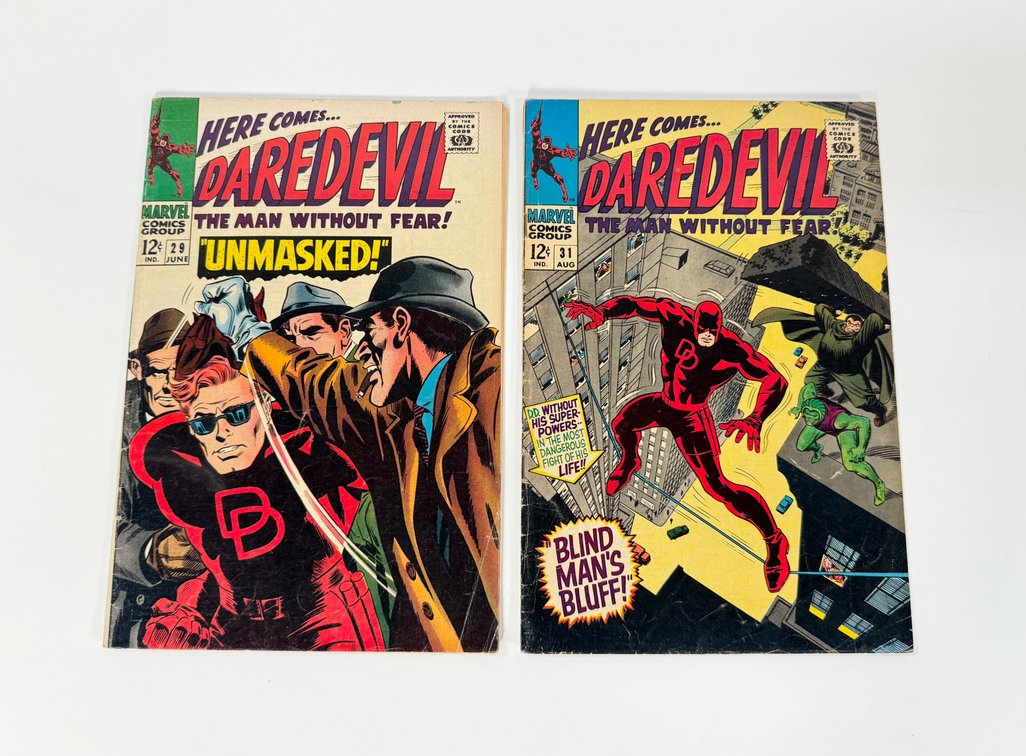Lot of two 1967 Here Comes...Daredevil, The Man Without Fear! comics by Marvel. 