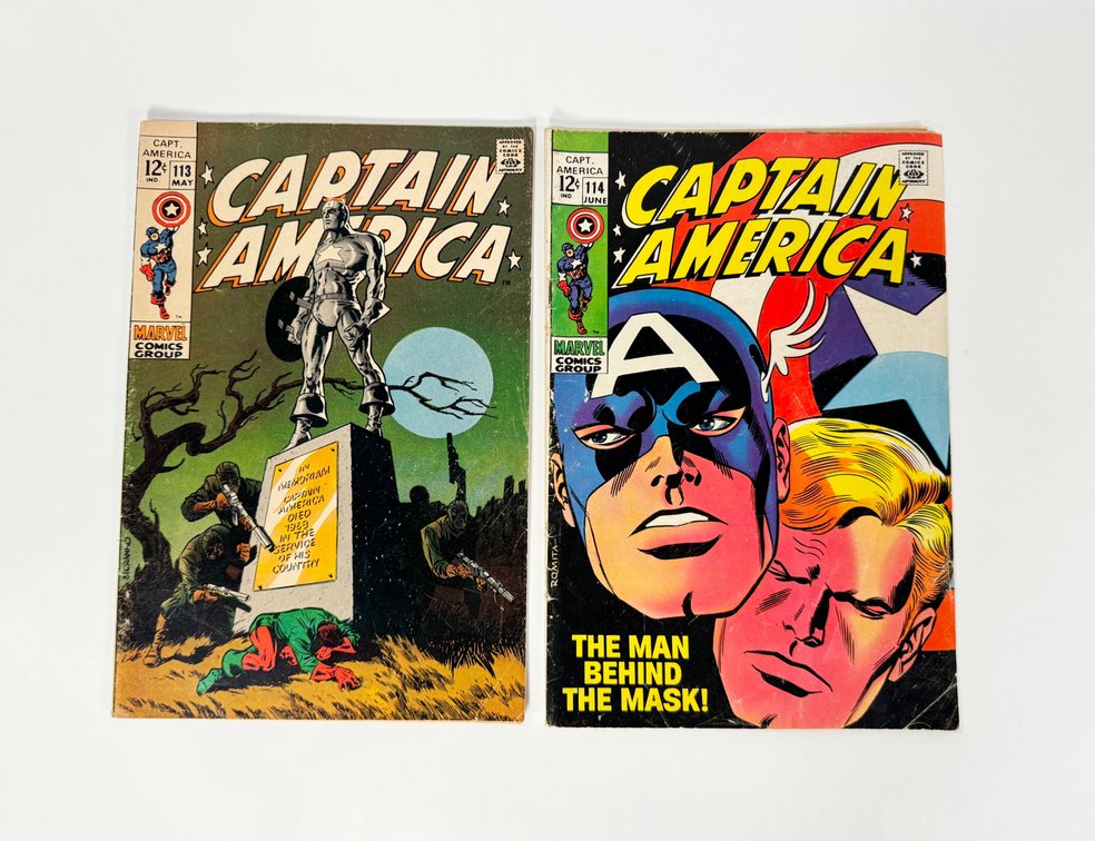 Lot of two 1969 Captain America comics by Marvel.
