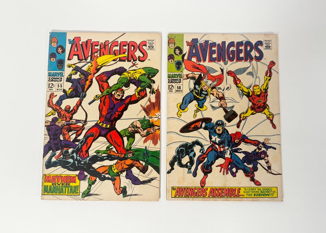 Lot of two 1968 The Avengers comics by Marvel.