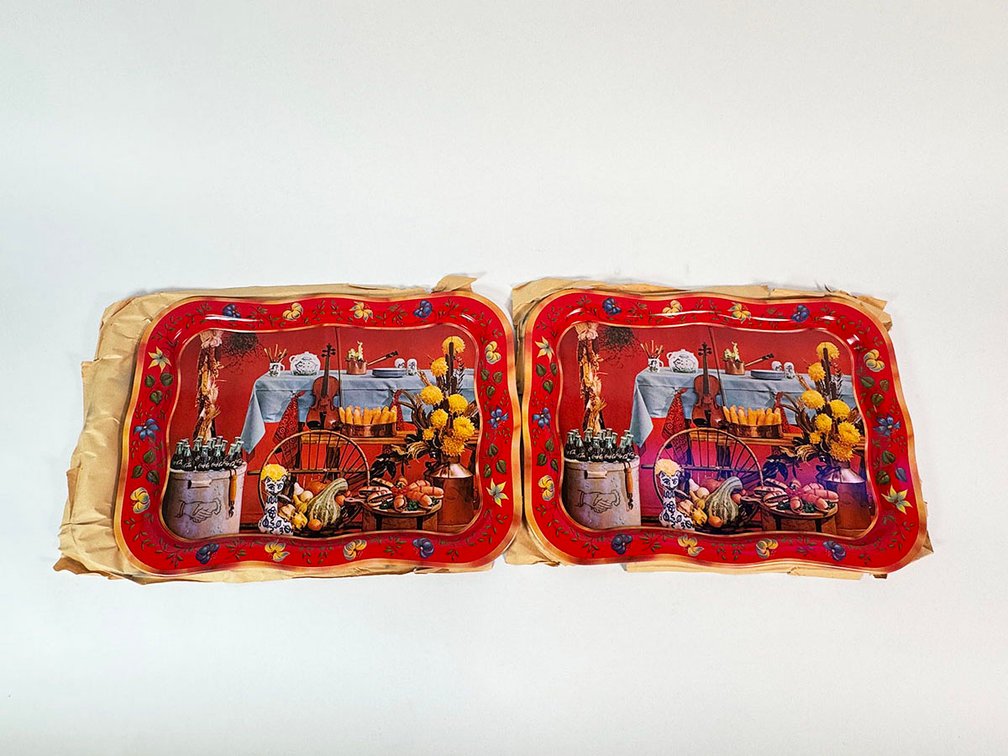 Lot of two NOS late 1950s-early 60s Coca-Cola metal TV trays. 