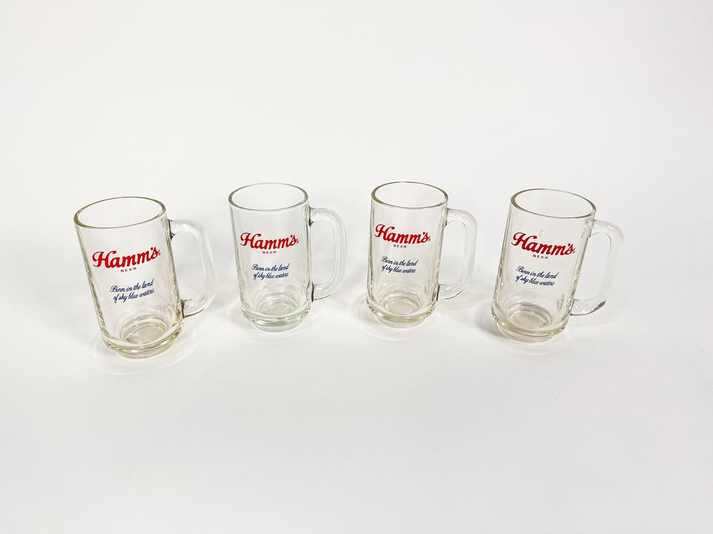 Lot of 4 circa 1950s Hamm's Beer glass tavern mugs. 