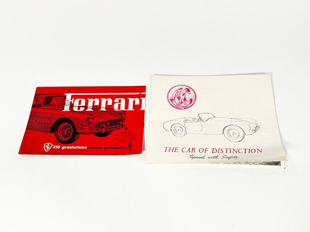 Circa 1961-1962 Ferrari Gran Turismo and a early 1960s AC Sport Cars sales brochures.