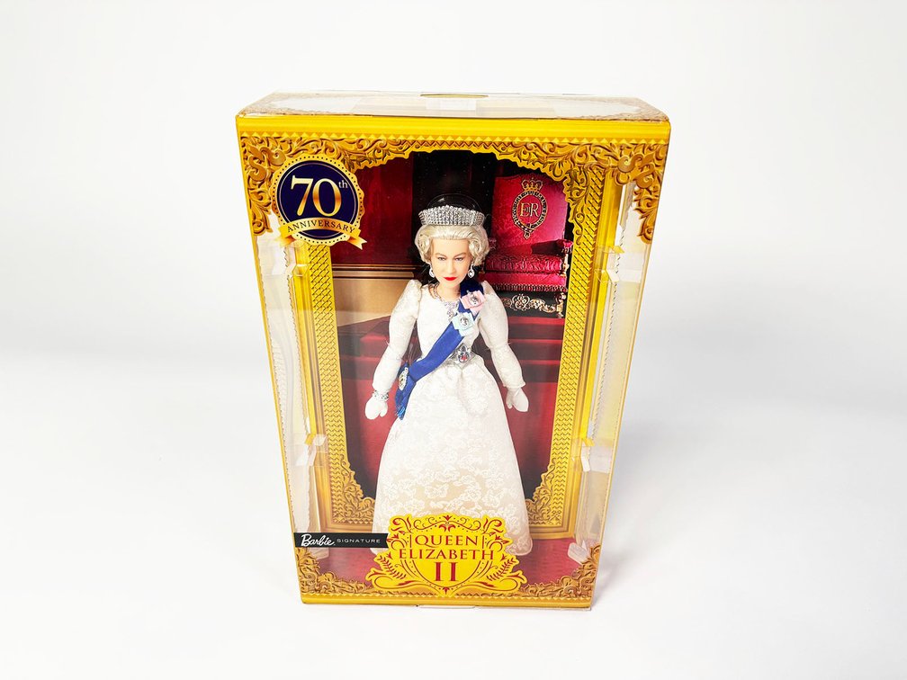 Barbie Signature Queen Elizabeth II Platinum Jubilee Doll, released in 2022 to commemorate the Queen's 70 years of service.