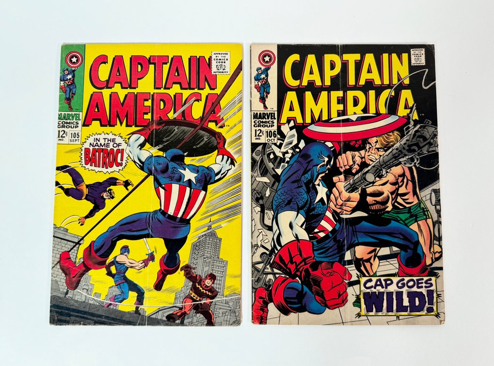 Lot of two 1968 Captain America comics by Marvel. 