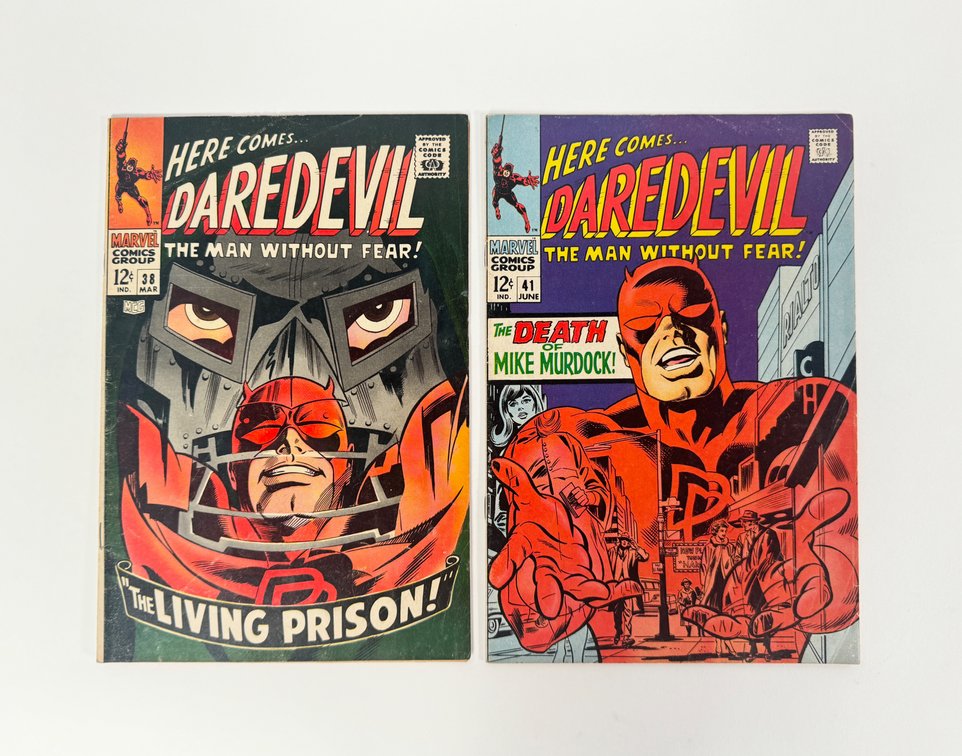 Lot of two 1968 Here Comes...Daredevil, The Man Without Fear! comics by Marvel. 