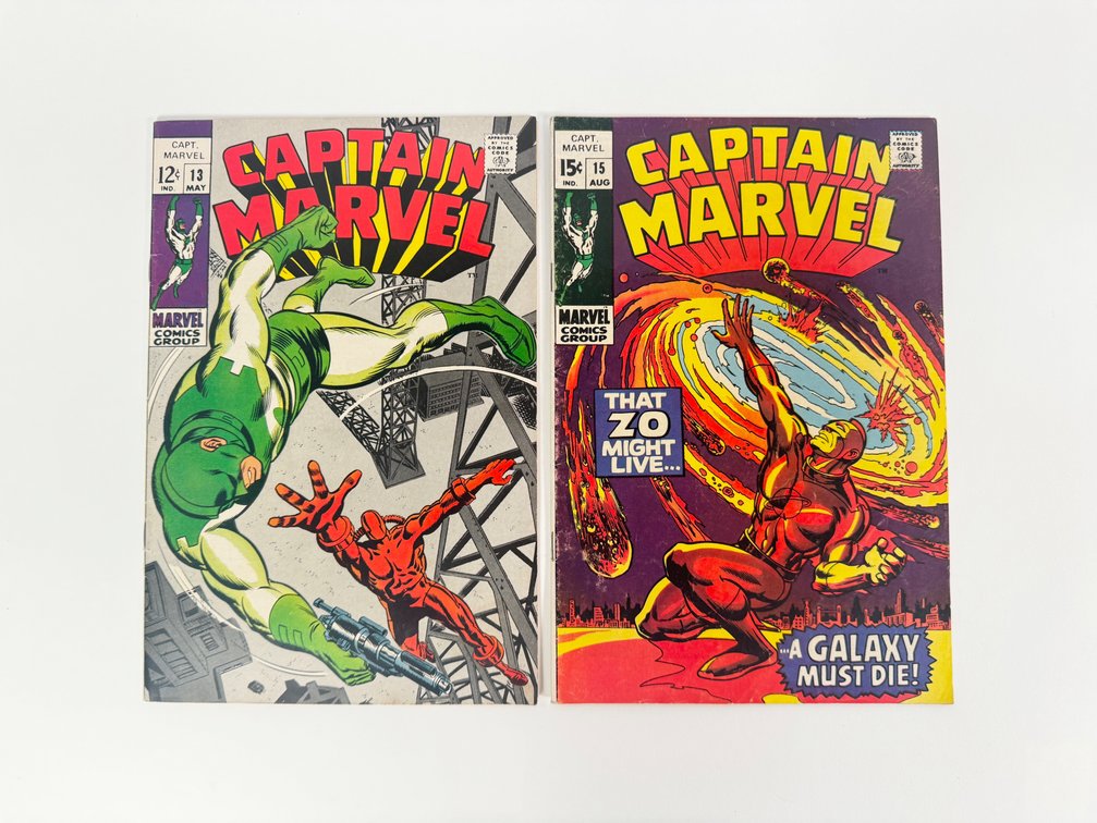 Lot of two 1969 Captain Marvel comics by Marvel. 