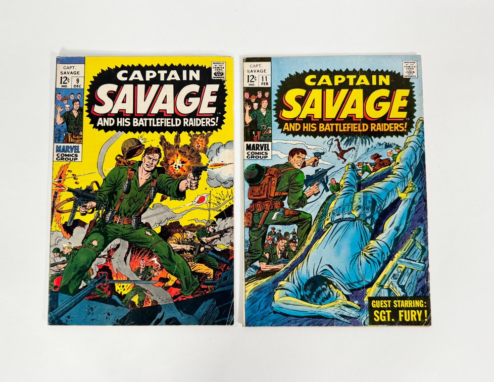 Lot of two 1968/1969 Captain Savage and His Battlefield Raiders! comics by Marvel. 