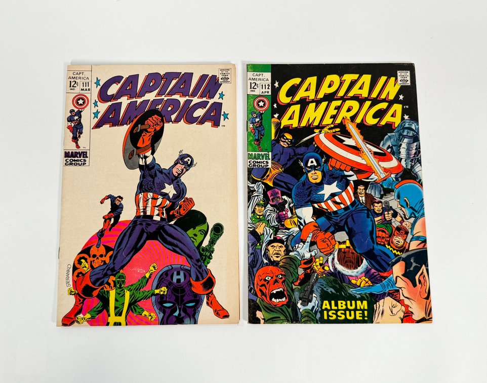 Lot of two 1969 Captain America comics by Marvel. 