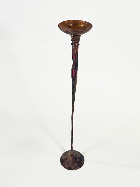Hessel studios "Rising Offering" copper candle stick.