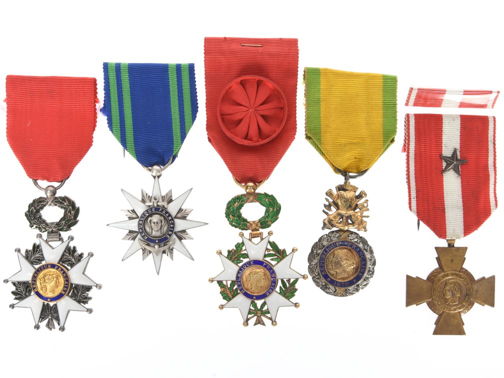 Lot of Five French Medals including Legion of Honor