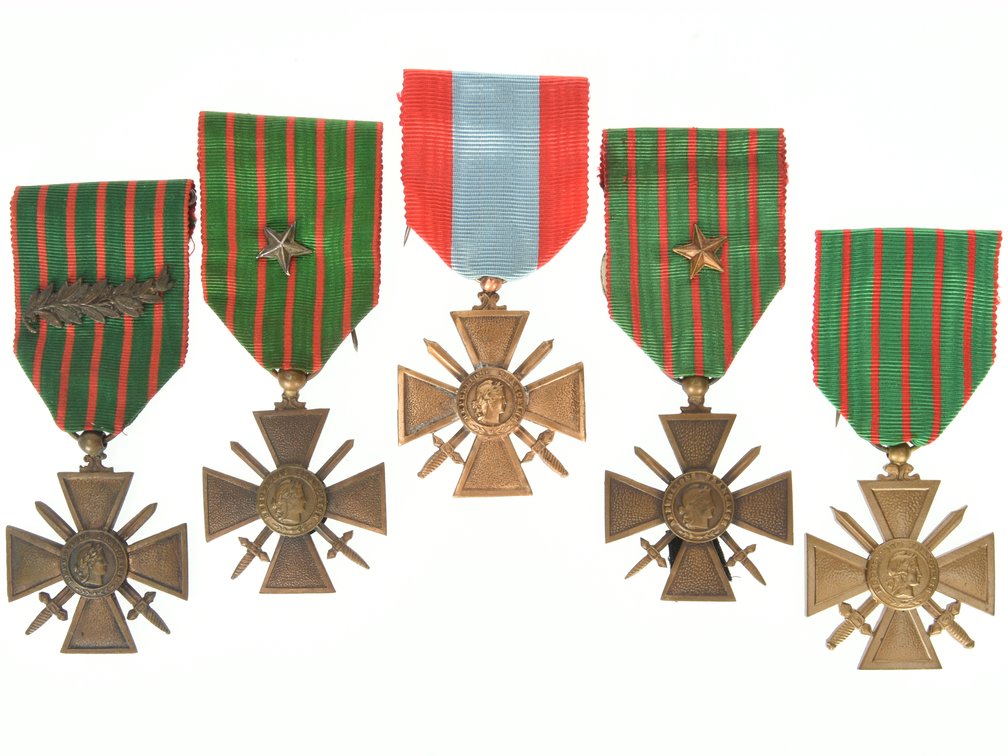 French Croix De Guerre Medals: Lot of Five