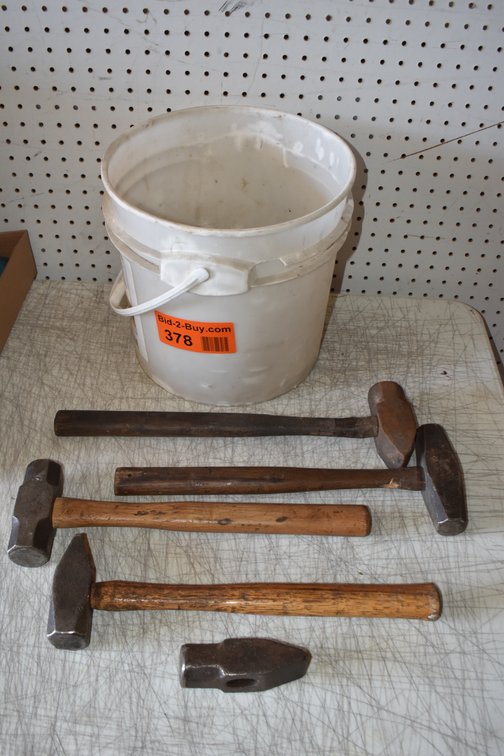 Pail With (4) Heavy Duty Hammers & 1 Head