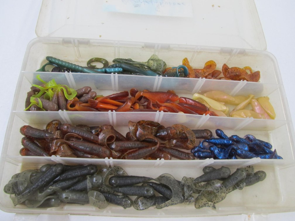 Tackle Organizer Full Of Assorted Rubber Fishing Baits