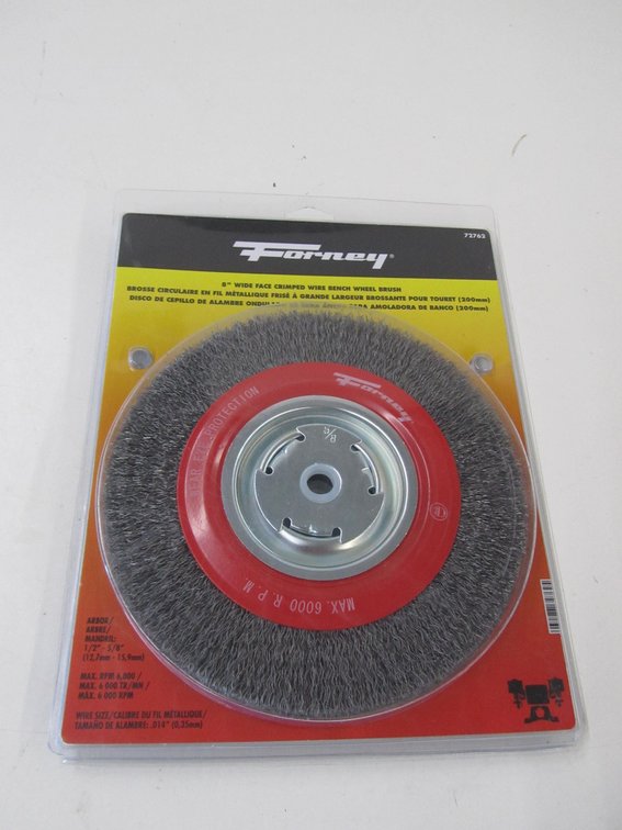 Forney 8" Wide Face Crimped Wire Bench Wheel Brush