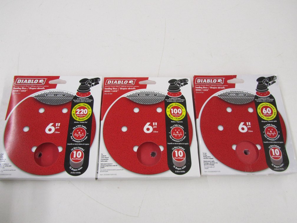 (3) Packs Of (10) Diablo 6" Sanding Discs