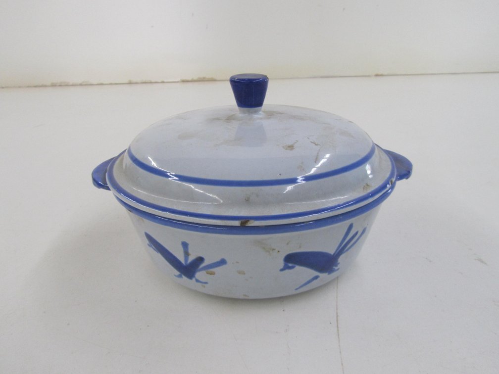 Vintage Husqvarna Porcelain-Lined Cast Iron Crock w/Lid