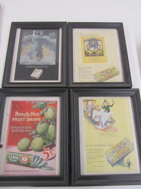(4) Vintage Advertisements Framed w/Glass