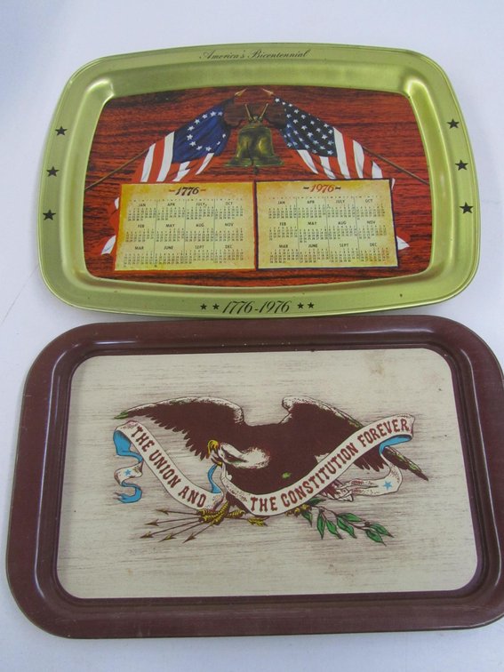 (2) Patriotic Metal Trays