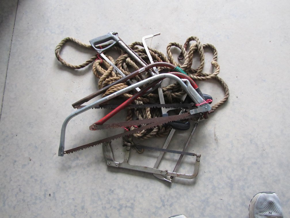 Lot of saws and rope