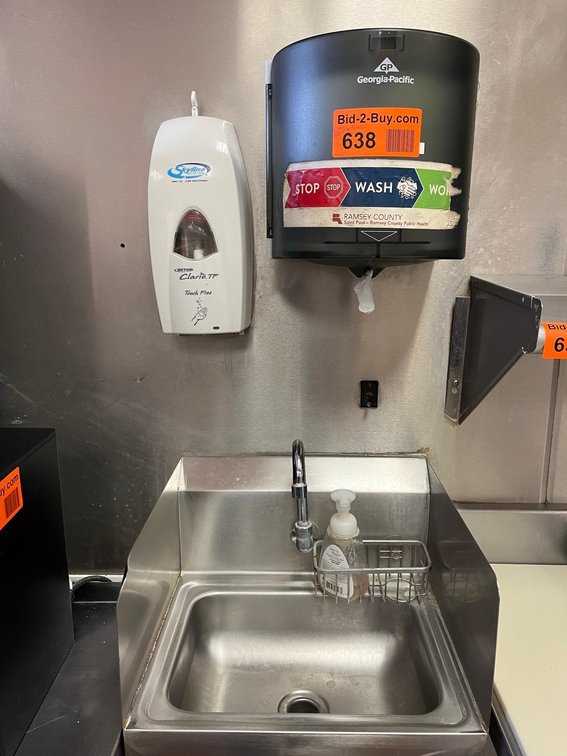 Stainless Sink, Towel Dispenser, Soap Dispenser