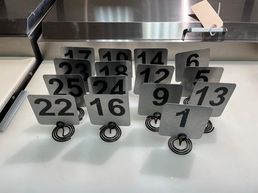 Box of Order Table Numbers