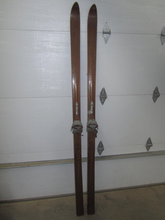 Vintage Pair Of Wooden Skis