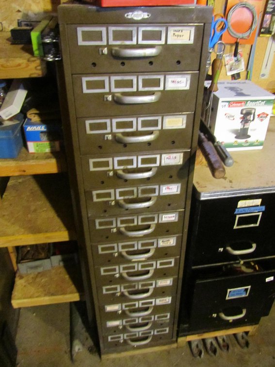 Art Metal Organizer Full Of Assorted Hardware