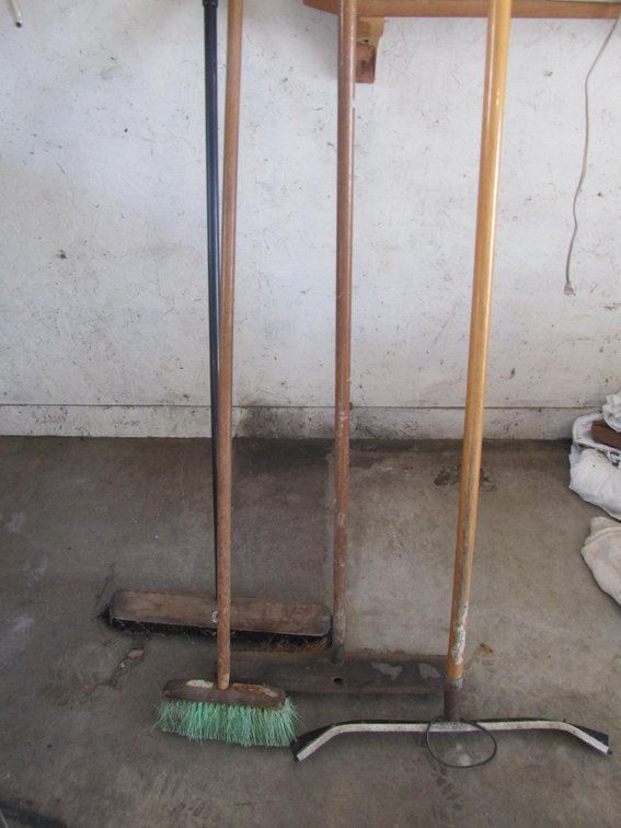 (3) Push Brooms And (1) Squeegee Broom