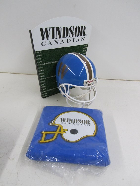 Windsor Canadian Promo Items - Helmet Sign and Bleacher Cushion
