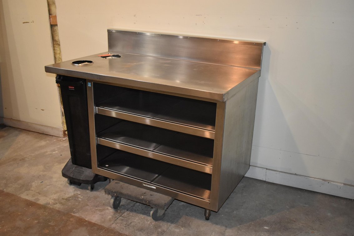 Stainless Steel Work Station With Left Side Garbage Can Unit