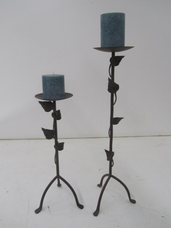 (2) Metal Candle Holders W/Candles