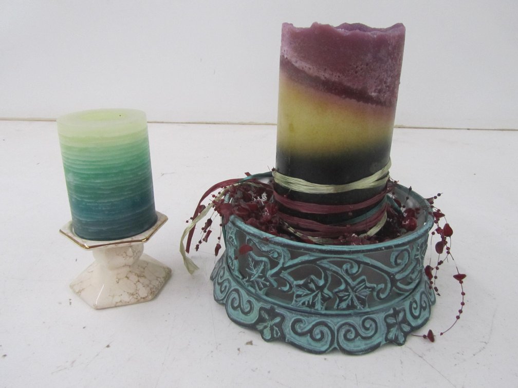 (2) Candle Holders W/Candles
