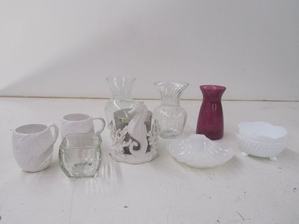 Milk Glass Pieces And Vases