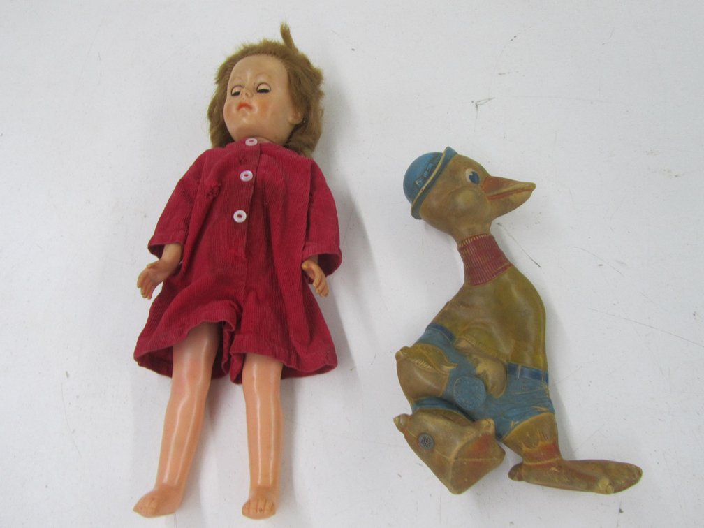 Vintage Doll And Rubber Toy