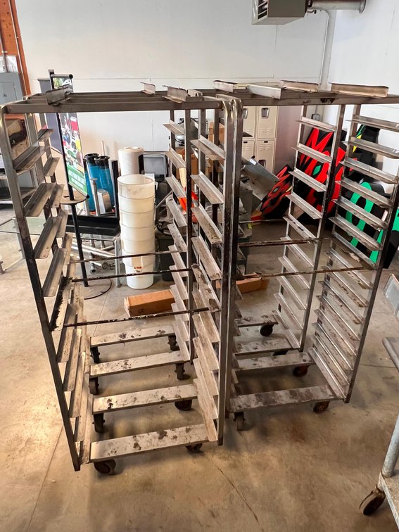 (4) Stainless Steel Shelves On Wheels
