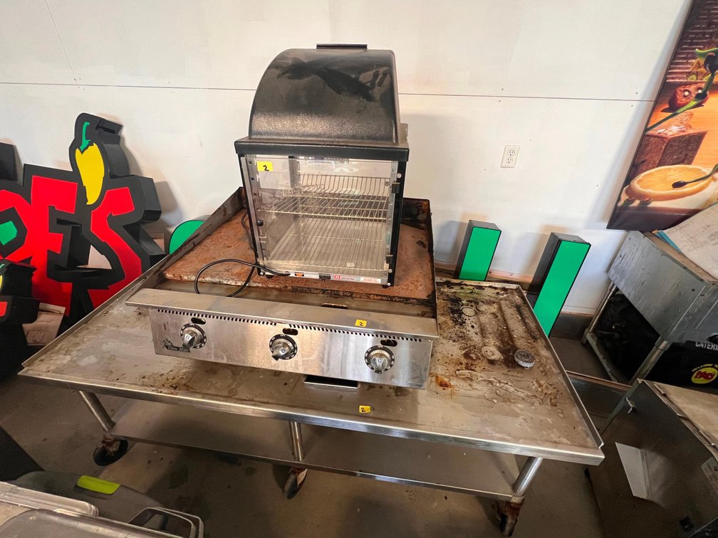 Food Warmer - Ultra Max Griddle - Stainless Steel Table w/ Wheels