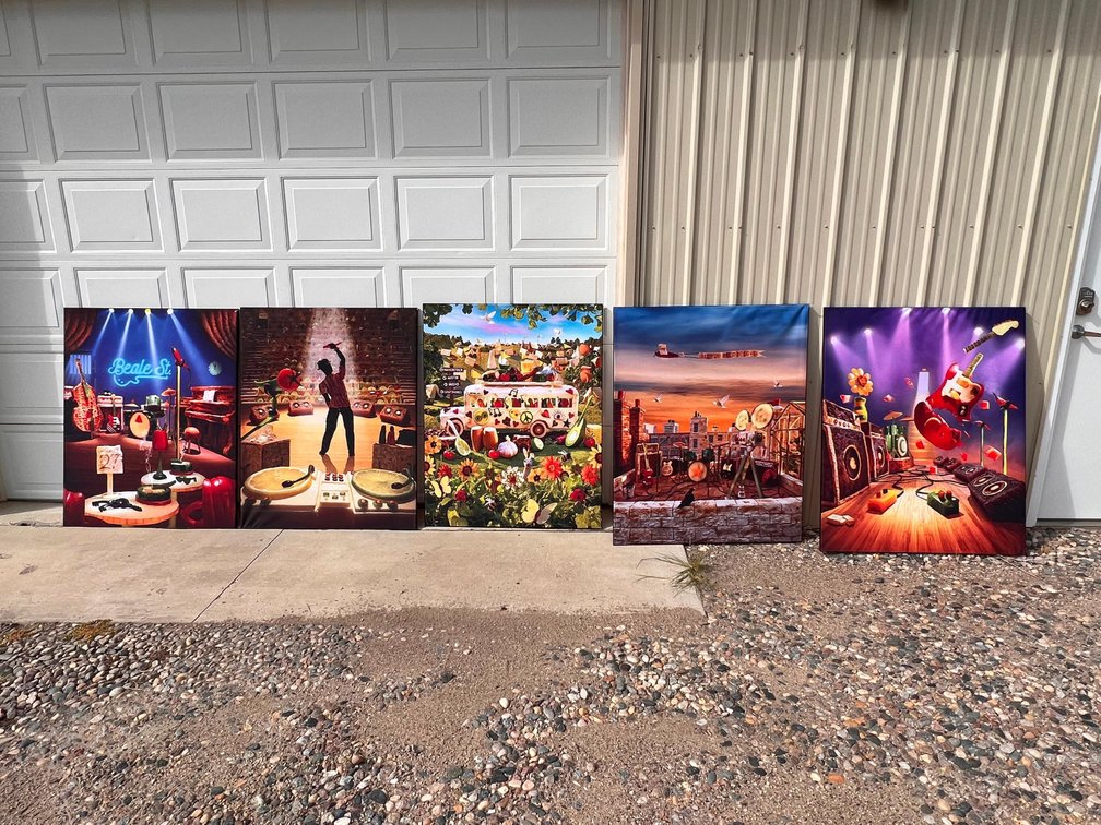 (5) Large Banner Art Pieces