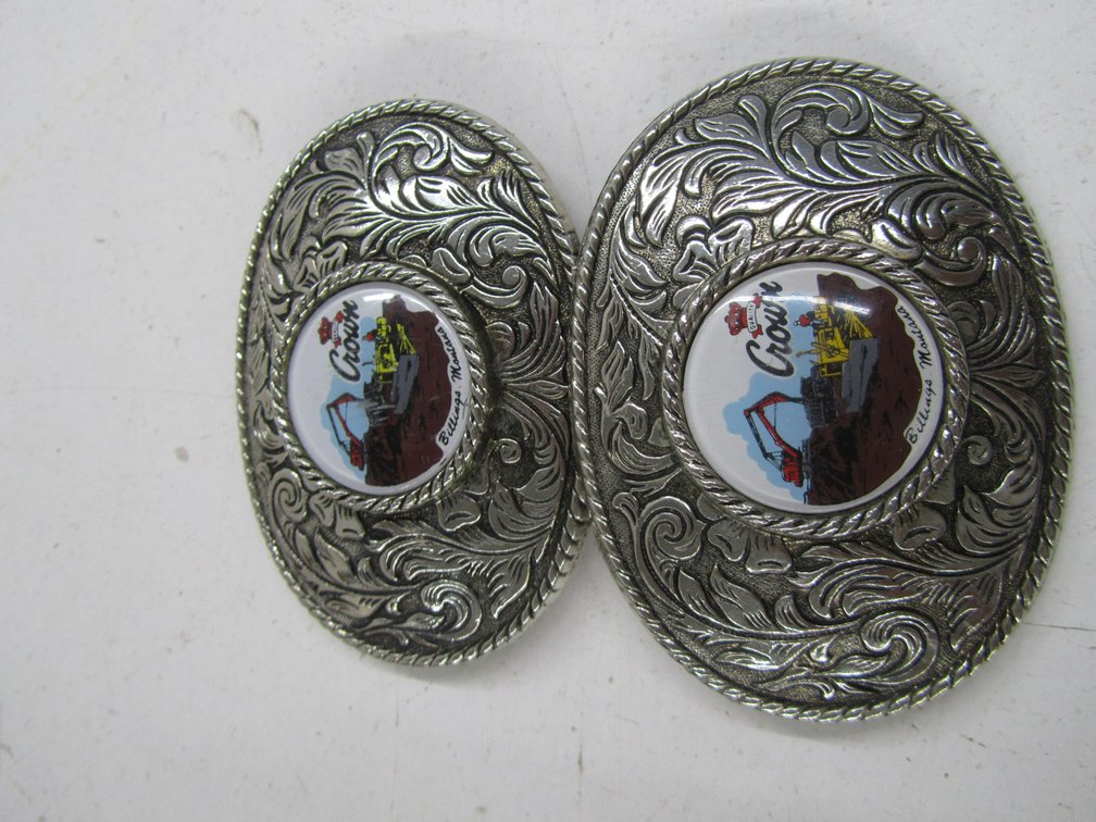 (2) Crown Billings, Montana Metal Belt Buckles
