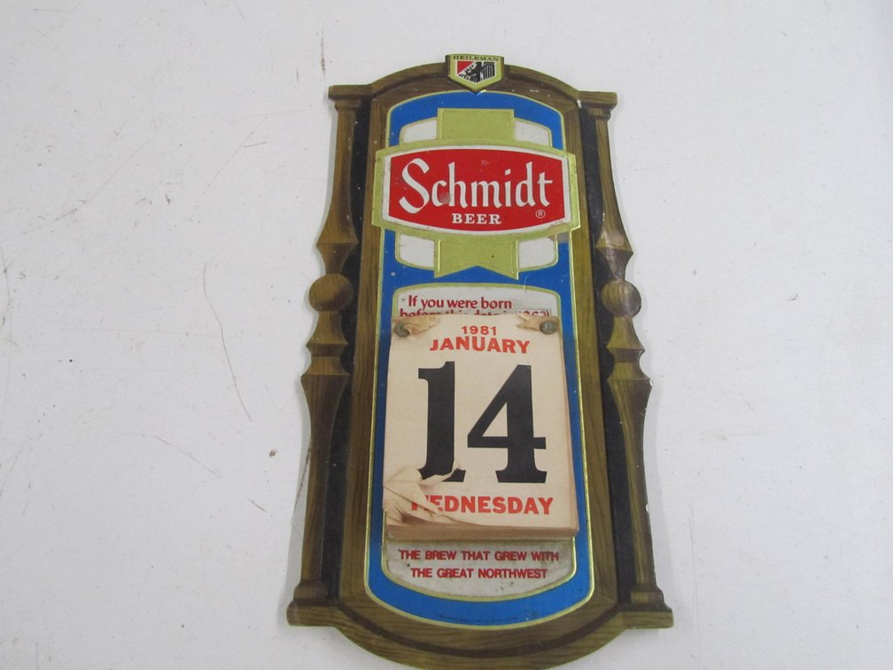 1981 Schmidt Beer Calendar Sign