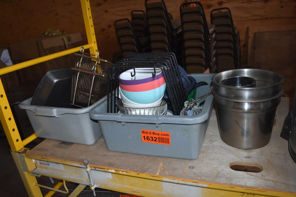 Assorted Restaurant Equipment, Plates, Bowls, Utensils, Baskets, + More